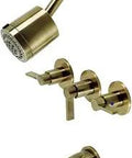 NuvoFusion Triple Handle Tub And Shower Faucet In Antique Brass With Heavy Duty Brass Construction, Wall Mount Design