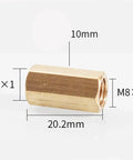 One Shop Grade Metric Female Brass Hex Rod Coupler Pipe Fitting Connector For Hydraulic Lines And Plumbing Tubing Runs Smooth With A Rock Solid Tight Seal At M8 X 1mm Thread, 20.2mm size.