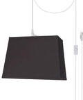 Plug-In Swag Pendant Light Conversion Kit With 14 Inch Rectangular Fabric Hardback Shade, Easy DIY Install, No Ceiling Box Needed.