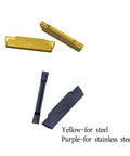 Tin-coated carbide inserts for Three Eighths Inch Lathe Grooving And Cutoff Tool Holder with MGMN150 grooving inserts.
