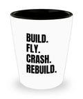 RC Planes Gift Ceramic Shot Glass For RC Aircraft Enthusiasts 1.5 Ounce White Exterior Black Interior Dishwasher Safe Perfect Pilot Gift