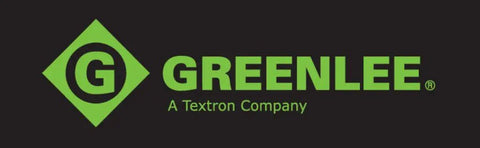 Greenlee logo, a Textron company, featuring the letter G in a green diamond design on a black background.