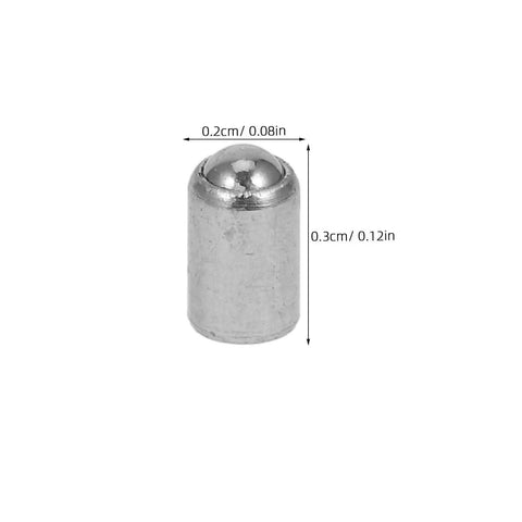 Close-up of a Stainless Steel Ball Catch Plunger, 0.3cm x 0.2cm, for Cabinets and Closets, part of a 20 Pack Mini Latches with Springs.