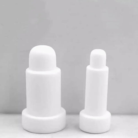 Built Tough Heavy Duty Ceramic Positioning Pins For Nut Electrode Insulation Featuring Rock Solid Heat Resistance For Spot Welding Rigs Right Angle M5 Thread 10 Pack, white ceramic pins displayed.