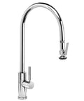Contemporary Pull Down Kitchen Faucet With Extended Reach Spray Head, Premium Stainless Steel Finish, Heavy Duty Insulated Handle, Solid No Sag Design.