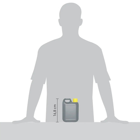 Silhouette illustration showing size of Grime Busting Heavy Duty Floor Cleaner and Degreaser for Porcelain Ceramic Natural Stone Terracotta Quarry Tile and Concrete