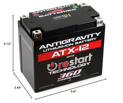 ATX12 Performance Lithium Motorcycle Powersport Battery With Built In Jump Starting No Jump Starter Needed 6.1Ah black compact design