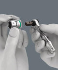 Hands holding socket and ratchet from 39-Piece Tool Set With 1/4 Inch Drive System, Brushed Finish, Blend Material for everyday fastening.