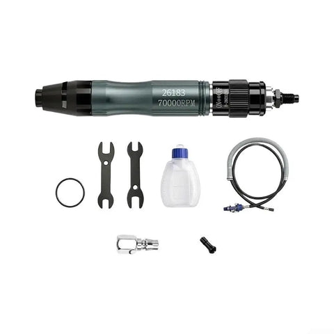 Heavy Hitter Pneumatic Die Grinder Kit with High Speed Air Polisher, accessories including tools and bottle for detailing.