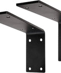 Tough As A Nail Wall Mounted Shelf Brackets Heavy Duty Angle Corner Brackets, solid iron, black finish, two pack.