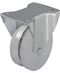 No Nonsense Heavy Duty Rigid V Groove Plate Caster Wheel 6 Inch Steel Tread rated 1760 Pounds load capacity side view.