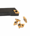 Top Tier Alloy Steel SDJCL1616H11 Lathe Turning Tool Holder with DCMT11T304 inserts and replacement inserts.