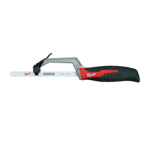 Compact Hand Operated Hack Saw With Tool Free Blade Change For Tight Spaces 10 Inch Blade Included Durable Build Rubber Grip Handle For Comfortable Cuts Easy Flush Cutting And Versatile Use