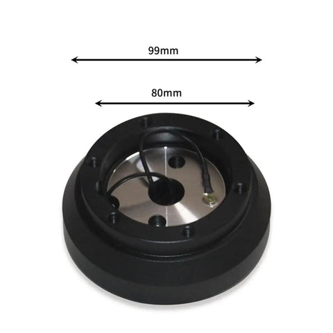 Racing Steering Wheel Short Hub Adapter For 240SX S13 S14 With SR20 Or KA24 Engines, easy install showing adapter dimensions.