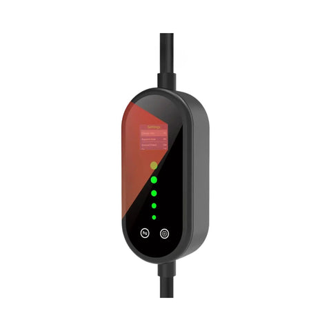 Kick Your Range Up With This Beefy 32 Amp 7Kw Level 2 Evse Portable Charger Featuring J1772 Plugs And Ip65 Shielding That Rock For Everyday Commutes And Road Trips, close-up of EV charger with LED indicators.