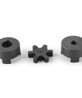 Half To Seven Eighth Inch L090 Three Piece L Jaw Coupling Set With Buna N NBR Rubber Spider For Log Wood Splitter Heavy Duty Power Transmission Shaft Couplings, shown with two HT250 steel hubs and NBR spider