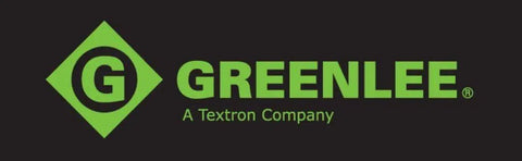 Greenlee logo, a Textron company, with green 'G' and diamond emblem on black background