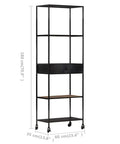 Rough Mango Wood Bookcase With Iron Accents Dope Industrial Style Four Shelf Cabinet With Drawer Tall 70.9 Inch Storage
