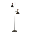 Arlo Tree Floor Lamp With Dual Shades, 67.25 Inch Tall, 2 x 60W Max, Black Finish, Modern Mid Century Style For Living Room