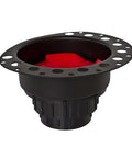 Heavy Duty Floor Mount Bathtub Drain Flange In Pure White Finish With Seamless Hook Ups And A Straight Up No Hassle Install For Standard Tub Models, black installation part.
