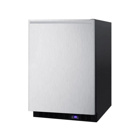 Professional Under Counter Upright Freezer Showcasing Zero Frost Headaches And Polished Stainless Steel Cladding from the front.