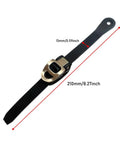 2 Set Inline Skate Straps With Adjustable Buckle, 210mm length black PU, replacement for roller skates and MTB SPD, showing measurements