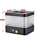 Heavy Duty Five Tier Electric Food Dehydrator With Bright Digital Screen And Temperature Control Timer, 31cm size, clear plastic trays.