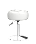 Adjustable Vanity Stool With 360 Degree Swivel White Faux Leather Makeup Chair For Home Studio Perfect For Bathroom Or Living Room Height Adjustable From 15.8 To 20.7 Inches Smooth Comfort And Easy Access For Your Daily Grind, side view.