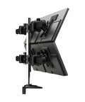Game Changer Quad Monitor Mount Rock Solid Heavy Duty Mechanical Desk Stand For Four Screens side view showing full swivel tilt design.