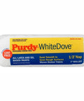 24 Pack 7 Inch White Dove Half Nap Paint Roller Covers For Interior Walls And Decks Lays Down A Knockout Butter Smooth Slick Finish With Oil Latex Paints And Stains Zero Splatter Guarantee on Purdy roller packaging.