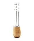 Premium Wood Handle Espresso Needle Distributor with stainless arc needles for brewing rich flavor shots.