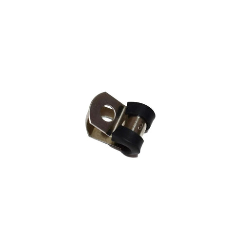 Badass Stainless Steel Brake Line Clips With Durable Neoprene Cushions, close-up view of a single clip, ideal for securing brake lines.