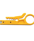 MVNOIRE Multifunctional Wire Stripper Crimping Tool Portable Electric Punch Down Kit for Utp Stp Cat5e Cat6 data cable, yellow ergonomic design.