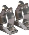 Two stainless steel Amazon boat hook spring clamp holder brackets; fits 5/8–1 inch shafts