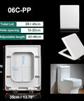 Dimensions and features of Solid As A Rock Square Toilet Seat Featuring Ultra Smooth Soft Close Lid And Super Quick Release Hinges