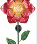 Fiber Optic Poppy Solar Garden Stake With Dusk To Dawn Sensor 48 Inches Tall In Red Outdoor Light Up Yard Decor for Pathways