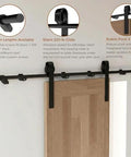 Heavy Duty Barn Door Hardware Kit With 200cm Rail System, Industrial Grade Steel Track And Quiet Nylon Rollers, Supports Up To 330 Lbs, For Interior Doors, Smooth Sliding, Easy Installation installed on a wooden door