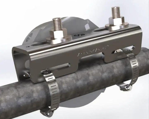 Junction Box Pipe Mount Bracket With Adjustable Clamps for Pole Installations, Stainless Steel Construction, Corrosion Resistant