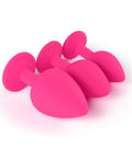 3 Piece Silicone Jeweled Anal Butt Plug Set With 3 Sizes Beginner Anal Trainer Kit For Men And Women, pink plugs in small, medium, large.