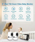 Super Crisp 5 Inch No WiFi Baby Monitor Featuring Dual Pan Tilt Zoom Lenses And Rock Solid Two Way Audio Uses Secure Private Link For Zero Hassle Setup And Smooth Nighttime Coverage Daily with a mother and baby.