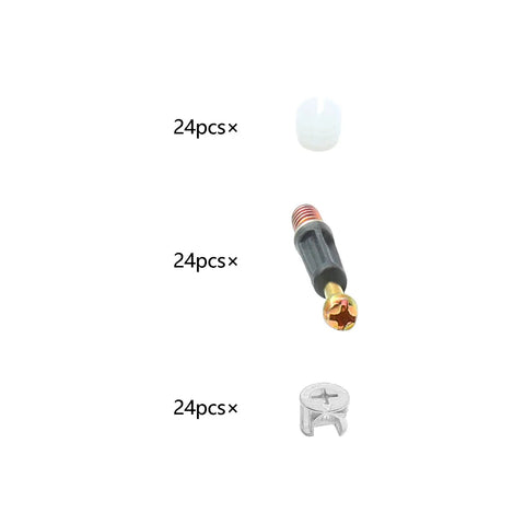 Twenty Four Piece 35 mm Cam Screw And Dowel Pin Kit With Zinc Connectors For Drawer And Dresser Refresh Kickstart Your Project With No Sweat Install Heavy Duty Gear showing cam screw, connector, and nut.