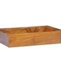 Zexlorith Teak Wood Basin, Vessel Sink for Bathroom, 19.7x13.8x3.9 inch, angled view showcasing rich teak texture.