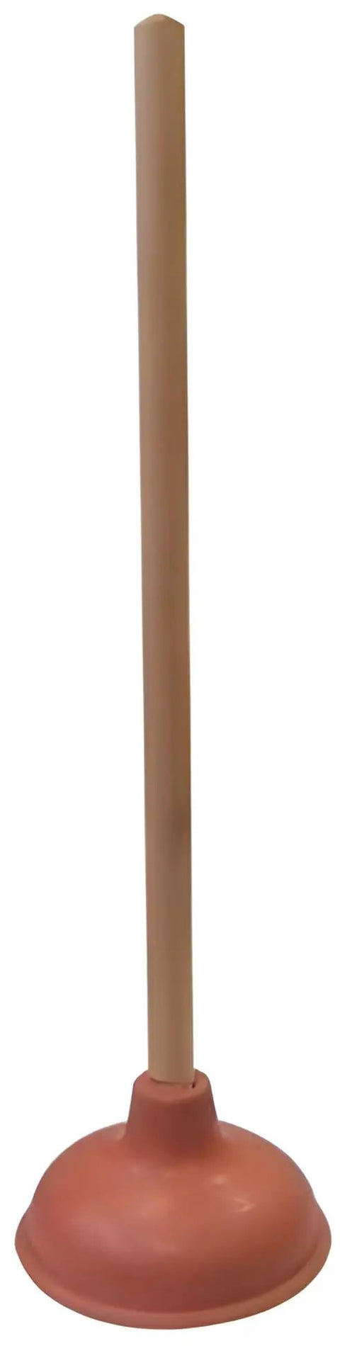 Heavy Duty Wooden Handle Plunger Duo For Toilets And Sinks Tough Rubber Bell Smashes Nasty Clogs Fast, 19-inch plunger with solid wooden handle.