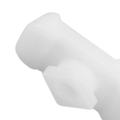 Close-up of a Ten Pack Refrigerator Shelf Support Clip, part of a Freezer Bracket Set for steady fridge shelves, white plastic material.