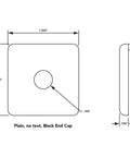 Top Shelf 1.5 X 1.5 Inch Matte Black Plastic Square End Caps For T Slot Aluminum Framing with detailed dimensions.
