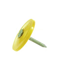 One Inch Twelve Gauge Annular Ring Thirty Four Stainless Steel Plastic Cap Nails For Roofing And House Wrap Hella Durable With Badass Hold Acq Lumber Safe Rock Solid Five Hundred Pack Build Essential, yellow cap with screw.