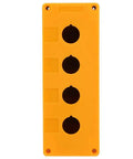 Beefy Four Hole 22mm Push Button Switch Control Box With ABS Industrial Enclosure, flame retardant yellow, front view