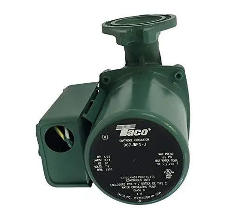 Badass Cast Iron Circulating Pump With Durable Bronze Cartridge Built To Outlast The Competition Smooth Whisper Quiet Operation High Capacity Output No Drama Easy Swap For Zero Zero Seven F Five side view showing motor unit and label.