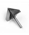 Solid 6mm And 1/4 Inch Shank V-Cutter Router Bit For Wood Trimming Wall Flanging With Razor Sharp Edges To Crush Hard Work In Your Shop, angled view.