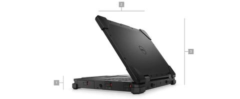Intel Core I7-1185G7 Refurbished 13.3 Inch Latitude Rugged Laptop angled view showing durable design and ports.